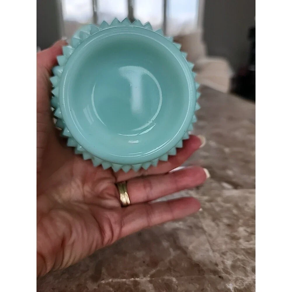 Fenton Green Pastel Hobnail Vase, 4.5